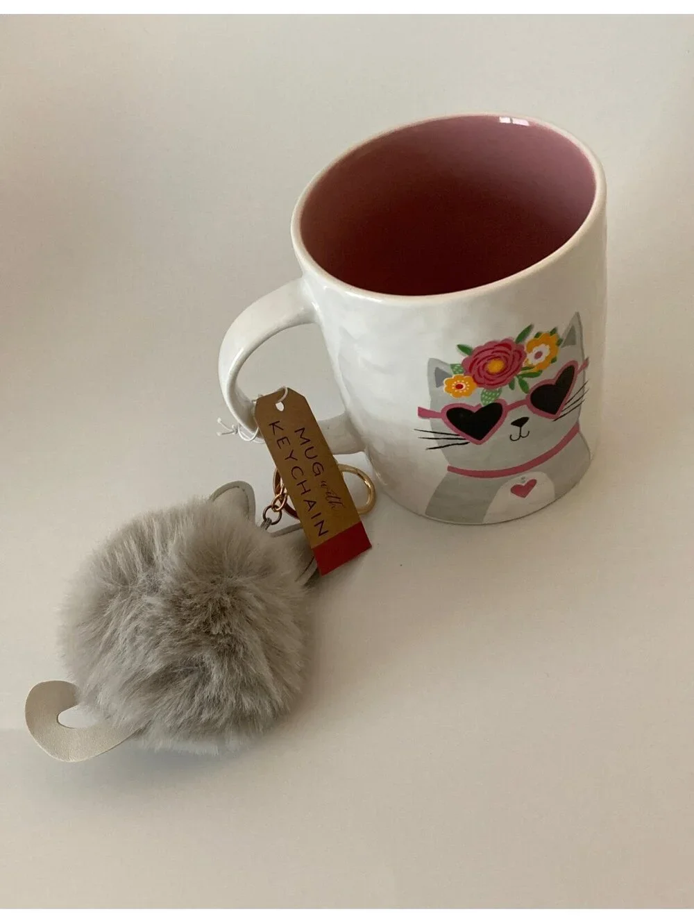 Cat mug with keychain nwt gift set